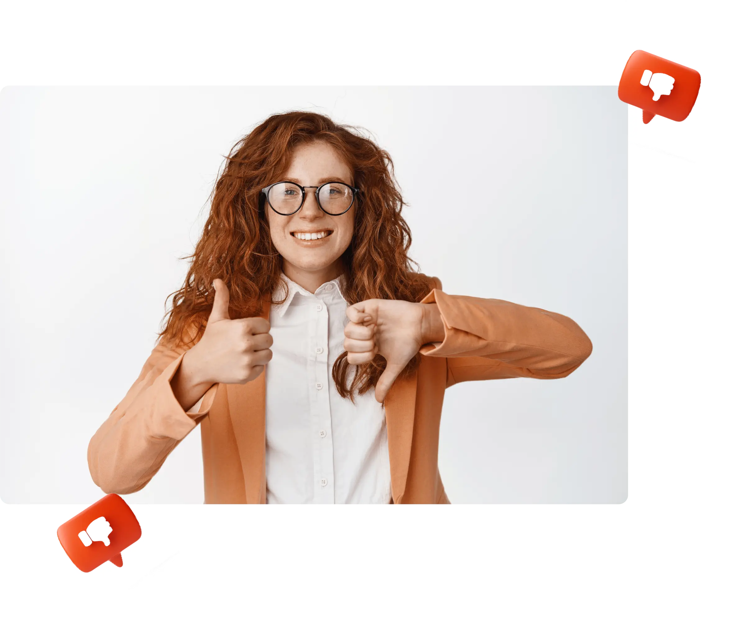 Girl showing thumbs up and down